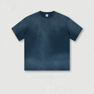 Camiseta de hombre de gran tamaño de longitud larga pesada de algodón 100% lavado con ácido vintage personalizado estampado ropa de calle transpirable - Product Image 4