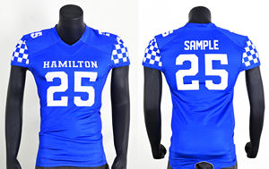 Ensemble de maillots et de pantalons de sport de football américain pour adultes, imprimés par sublimation personnalisée, 100% polyester, OEM, uniforme d'équipe, short - Product Image 3