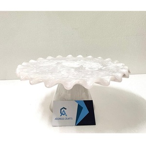 White Marble Resin Cake Stand With Curved Edges Durable Fruit Stand Factory Custom Logo Flow Resin Cake Platter Trendy Cake <b>Tool</b> - Product Image 2