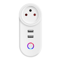 Prises intelligentes Wi-Fi Zigbee 3 prises 2 ports USB 16A Plastique ABS Israël 3 broches Surveillance de la consommation d'énergie TUYA USBC 240V Prise IL