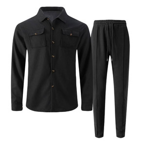 Ensembles de chemise pour hommes de couleur unie de vente chaude à vendre fabriqués en usine 100% ensembles de chemise pour hommes en polyester - Product Image 1