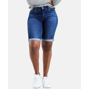 Bermuda Levi's da donna distressed a vita alta in denim stampato vintage, taglia 28, taglie forti, con bottoni, sexy per l'estate - Product Image 1