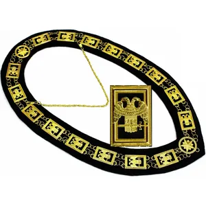Masons Masonic Scottish Rite 14 도 로지 오브 퍼펙션 수 놓은 칼라 | 프리메이슨 칼라 도매 공급 업체