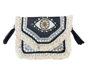 Sac à main durable pour femme, style bohème, brodé avec un mauvais œil, pour l'extérieur - Product Image 3