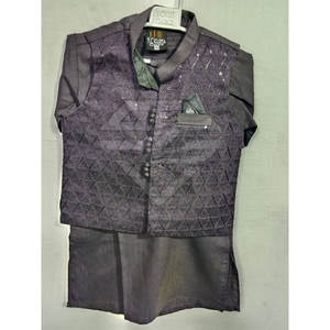 Conjunto de Kurta y Pijama de Alta Calidad para Niños con Chaleco - Ropa Tradicional para Bodas y Fiestas 100% Algodón de Secado Rápido - Product Image 5