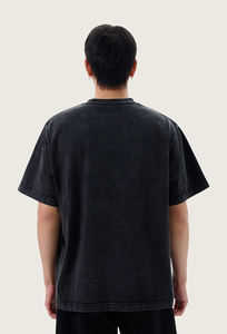 Ropa de calle personalizada de alta calidad para hombre, camiseta de lavado ácido de algodón 100% pesado, tela de lona con patrón de correr 3D bordado - Product Image 3