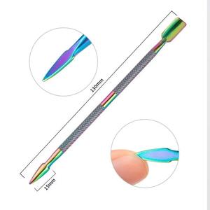 Stainless Steel Dual-End Reusable Cuticle Spoon Pusher Dead Skin Remover <b>Nail</b> Art Tool UV Polish Cleaning File for Manicure - Product Image 4