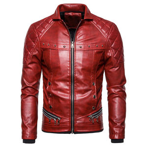 Automne hiver hommes veste en cuir de haute qualité nouvelle mode Streetwear Punk vêtements col montant pour une utilisation en moto - Product Image 1