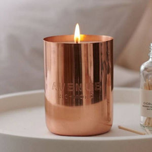 Portavelas de cobre puro grabado con logotipo personalizado al por mayor y frascos para velas, portavelas perfumado de cera de soja vacía a granel - Product Image 3