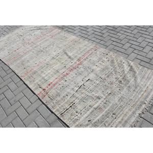 Alfombra vintage estilo Kilim de 4.2x10.8 pies (127x328 cm), color gris con motivos de plantas y árboles, alfombra turca. - Product Image 4