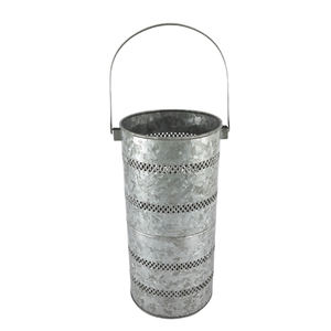 <b>Set</b> of 3 Galvanized Round <b>Lantern</b> With Handle Silver Colour Medium Size Modern Design <b>Lanterns</b> for Christmas Decoration - Product Image 1