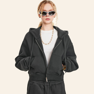 Conjunto de pantalones de chándal de invierno de algodón 100% personalizado, ropa de calle, sudaderas con capucha cortas informales de peso pesado y trajes de joggers para hombres - Product Image 6