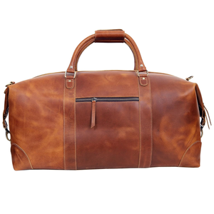 Bolsa de lona de cuero genuino hecha a mano para hombre, cierre de cremallera, correa de hombro de moda, múltiples compartimentos para viajes, fines de semana - Product Image 6