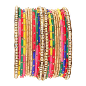 Haute qualité dames fantaisie multicolore verre Churiya bracelets ensemble nouveauté vêtements de mariage en ligne taux de gros - Product Image 5