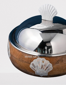 Diseño de tendencia Cazuela de forma redonda Olla caliente de tamaño mediano de madera y acero con tapa de acero de calidad superior - Product Image 4