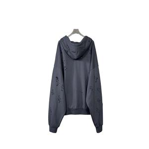 Fabricant de vêtements de ville sur mesure pour hommes, sweats à capuche surdimensionnés et abîmés, sweat à capuche zippé en coton personnalisé avec dégradé de soleil - Product Image 5