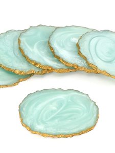 Sky Blue Resin Coasters <b>Set</b> Elegant Handmade Drink Mats for Cups, <b>Mugs</b>, and Glasses with Glossy Finish for Home, Office - Product Image 3