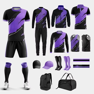 New Arrival Professional Soccer Uniform Set Unisex Sublimated Printed 100% Polyester Anti-Bacterial Custom Logo Front Bags Full - Product Image 3