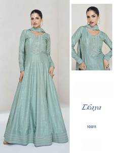 Nous sommes sortis pour lancer notre nouvelle robe WALIMA Look Long Simple & Classy Look VICHITRA Silk Designer Gown With Dupatta - Product Image 2