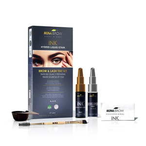 Le kit de teinture pour sourcils hybride MinaIbrow dure jusqu'à 6 semaines Encre pour taches de sourcils liquides Fabricants indiens Teintes hybrides pour le maquillage des yeux - Product Image 1