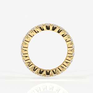 18K Gold <b>Cushion</b> Cut Moissanite Eternity Band <b>Ring</b> 3.08-3.92 Carat Colorless Excellent/Brilliant Prong Set Rhodium Plated - Product Image 4