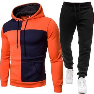 Gran oferta, Conjunto de sudadera para hombre para primavera otoño 100%, algodón con capucha, informal, deportivo, holgado, cómodo, con cremallera, bloque de Color grande - Product Image 2