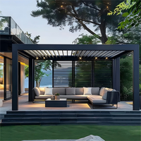 Système de protection solaire à lames orientables pour l'extérieur, imperméable, en aluminium, motorisé, au toit rétractable, pergola