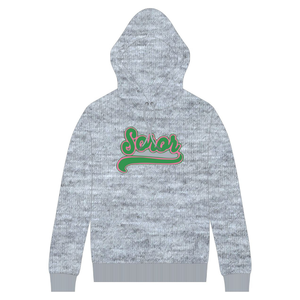 Sudadera con Capucha Heather Grey 08 Soror, Sudadera de Invierno con Diseño Griego para Mujer, Sudadera Rosa y Verde para Hermandad Universitaria, Ropa Casual Elegante - Product Image 5