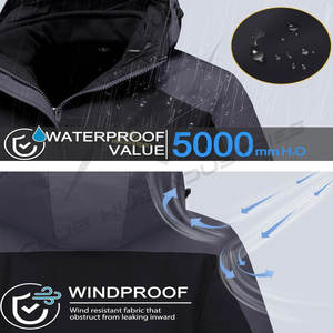 Chaqueta de Esquí 3 en 1 para Hombre, Impermeable, Transpirable, Cortavientos, Forrada de Algodón, con Forro Polar, Logotipo Bordado en la Parte Delantera - Product Image 4