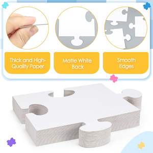 Grands puzzles en carton blanc pour dessiner, faites vos propres pièces de <span class=keywords><strong>puzzle</strong></span>, projets de bricolage et d'artisanat, jouets promotionnels - Product Image 4