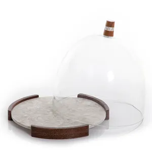 Grand dôme de service de fruits en bois fait à la main de qualité supérieure idéal pour la présentation élégante de plats et de desserts de vaisselle - Product Image 6