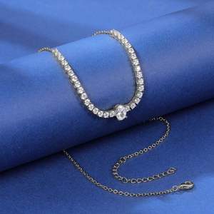 Collier classique en diamant de taille ovale ronde, cultivé en laboratoire, approuvé par l'IGI, fabriqué en or, or rose, or blanc, argent, bijoux fins - Product Image 4