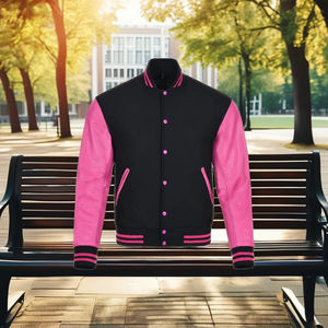 แจ็กเก็ตเบสบอลสำหรับผู้ชายเสื้อแจ็คเก็ตนักเรียนกันลมมีแขนเสื้อหนังขนสัตว์บางๆดีไซน์ใหม่ล่าสุดงานตามสั่ง - Product Image 3