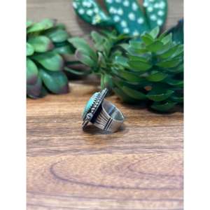 Anillo Navajo Damele de Turquesa y Plata de Ley, Joyería Cultural Coleccionable, Talla 8 - Product Image 4