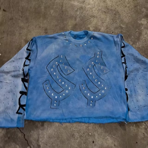 Venta al por mayor de camisetas de calle vintage de gran tamaño para hombres personalizadas lavado ácido pesado desgastado bordado Terry 100% algodón - Product Image 4