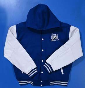 Vente en gros de veste de pull d'université pour hommes, maillot de football universitaire en cuir personnalisé, logo avant, imperméable et écologique - Product Image 3