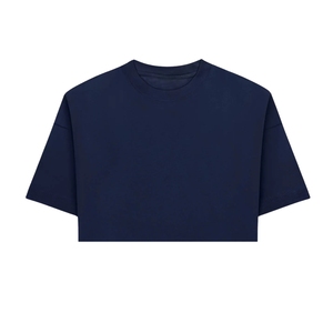 เสื้อยืดแขนสั้นลำลองผู้ชายไซส์ใหญ่ สีน้ำเงินเข้ม 220gsm ผ้าออร์แกนิค 100% ปักโลโก้คุณภาพสูง ปรับแต่งได้ - Product Image 4