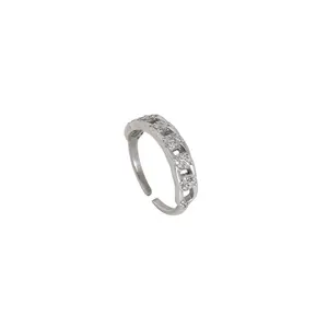 Bague d'orteil ajustable en argent 925 pour femme, incrustation de zircon cubique, bijoux plaqués or rose et rhodium, tendance - Product Image 4