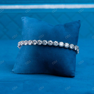 Wholesale Sterling <b>Silver</b> White Gold Plated Tennis <b>Bracelet</b> 6mm 7 Inch VVS Moissanite Brilliant Cut GRA Certified Classic Hip - Product Image 1
