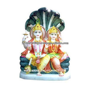 Magnifique pierre de marbre colorée de bonne qualité, déesse Lakshmi Narayan Ji, idole, objet religieux Hindu pour le culte poli - Product Image 1