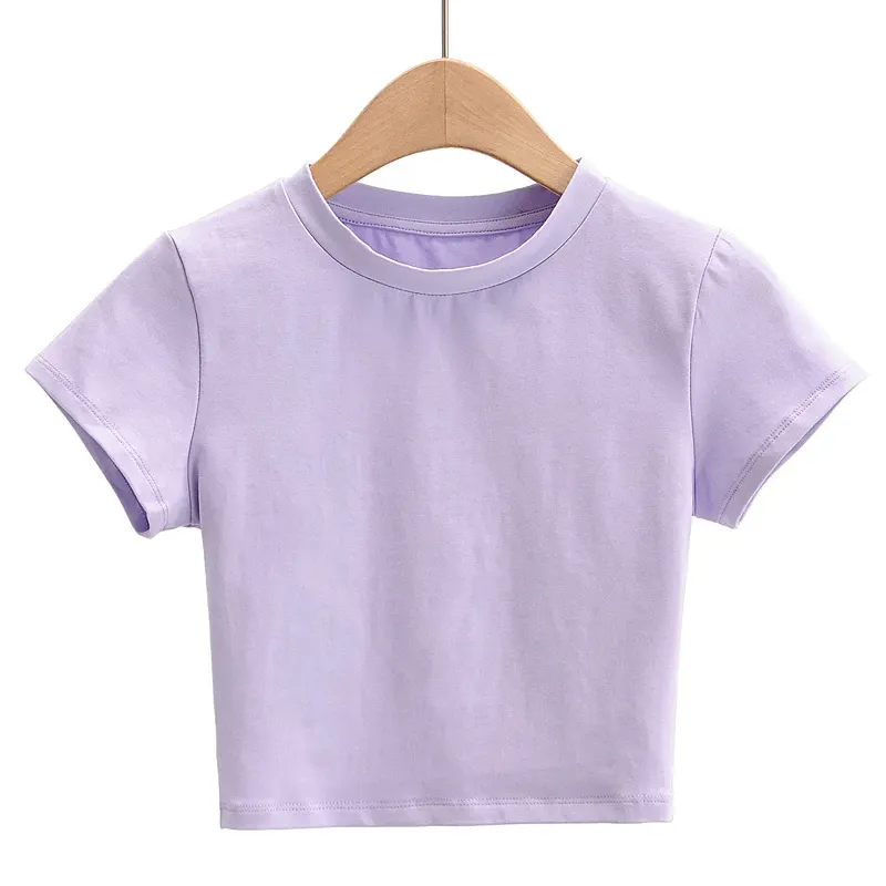 여성 티셔츠 크롭 일반 티셔츠 여성용 슬림 맞춤형 여름 저지 하이 퀄리티 맞춤형 로고