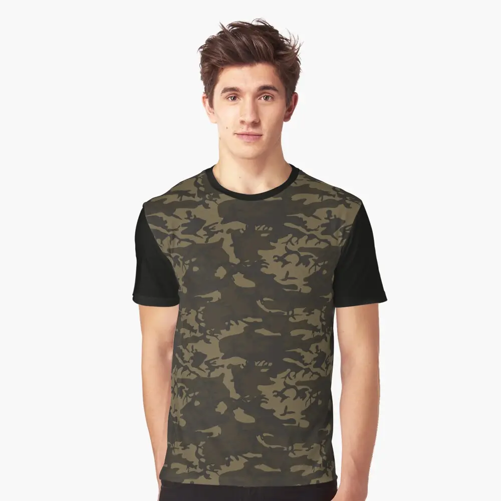 Custom Camo Print T-Shirt Gym Fitness Kleding Mannen Outdoor T-Shirts Mode Borduurwerk Logo Groothandel T-Shirts