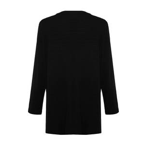 เสื้อคาร์ดิแกนถักลายทางสีดำ-เสื้อผ้าลำลองสไตล์สตรีทพร้อมดีเทลกระดุม - Product Image 3