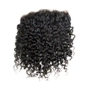 थोक 13X4 HD फीता ललाट Wigs काले महिलाओं के लिए प्राकृतिक किनारों घुंघराले मानव बाल Wigs घुंघराले बच्चे बाल