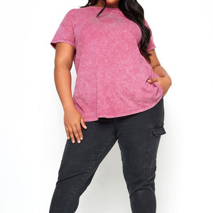 100% algodón camisa de mujer moda lavado ácido camiseta mujer estilo Vintage sólido 3D estampado esponjoso camisetas de mujer - Product Image 1