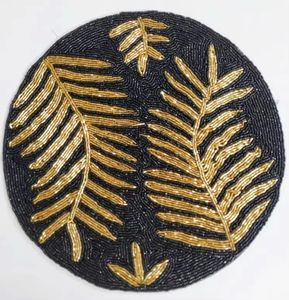 Best Selling Product in Polyester Green Decorative Bead Placemat Kitchen Ware Product Dining <b>Table</b> Decorative Mat for Home - Product Image 5