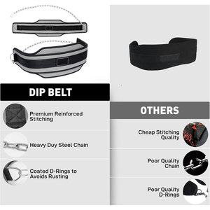 Venta al por mayor cinturón de inmersión de levantamiento de pesas cinturón de gimnasio duradero con cadena para dominadas ponderadas y caídas - Product Image 3