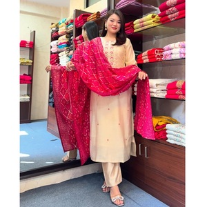 Nouveau et dernier pantalon Kurti en soie banane et soie Banarasi Dupatta Look lourd pour femmes pour les fêtes et les fêtes par exportation - Product Image 1