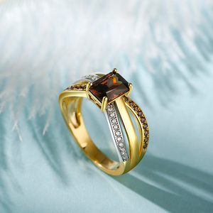 Jeulia Delicious Coffee Two Tone Crossover <b>Emerald</b> Cut <b>Ring</b> Rhodium Plated Sterling <b>Silver</b> - Product Image 6