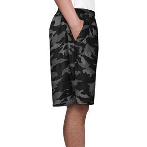 Shorts de sport décontractés pour hommes, en toile, imprimés numériquement, respirants, écologiques, taille élastique, couleur unie, longueur genou - Product Image 2